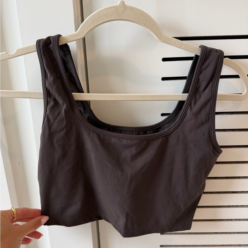 Adanola Activewear Set Espresso Brown – Cross Waist Leggings + Sports Bra